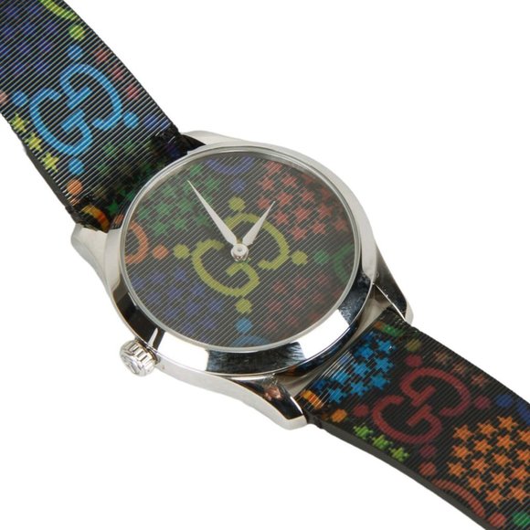 Authentic Gucci G Timeless GG Psychedelic Quartz Stainless Watch - Picture 1 of 16